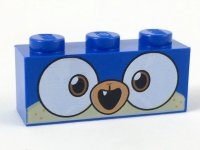 LEGO part Brick 1 x 3 with Dog Face Wide Dark Orange Eyes, Medium Nougat Muzzle, Open Mouth with 1 Tooth Pattern 3622pb091