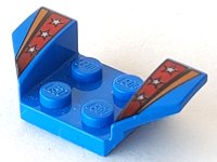 LEGO part Vehicle, Mudguard 2 x 4 with Flared Wings with Orange Stripes, Red Fade with Silver Stars Pattern 41854pb05