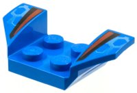 LEGO part Vehicle, Mudguard 2 x 4 with Flared Wings with Black and Red Stripes, White Honeycomb Pattern 41854pb08