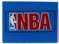 LEGO part Slope 10 6 x 8 with NBA Logo Red Pattern (Sticker) - Sets 3432 / 3433 4515pb016