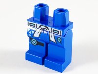LEGO part Hips and Legs with White Sash, Silver Triangles, Black Right Knee Belt Pattern 970c00pb1051