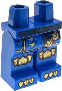 LEGO part Hips and Legs with Dark Blue Sash, Gold Hems, Knee Scales and Claws Pattern 970c00pb1901