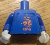 LEGO part Torso Soccer Dutch Goalie, KNVB Logo Sticker Front, White Number Sticker Back Pattern (specify number in listing) / Blue Arms / White Hands 973pb0771c01