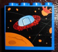 LEGO part Stickered Assembly 4 x 2 x 3 with UFO and Planets Pattern (Sticker) - Sets 4560 / 4561 - 3 Brick 2 x 4 BA020pb01