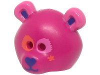 LEGO part Minifigure, Headgear Mask Bear Rounded with Coral and Dark Pink Eye Patches, Dark Purple Auricles, Nose, and Mouth, Star Pattern (BAM) 15506pb04