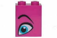 LEGO part Stein 1 x 2 x 2 avec support de tenon intérieur avec motif oeil bleu moyen et sourcil noir Côté gauche du modèle (Reine Watevra Wa'Nabi) 3245cpb093