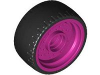 LEGO part Wheel 24 x 12 with Pin Hole with Molded Black Hard Rubber Tire Pattern 72206pb01