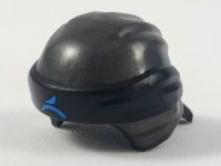 LEGO part Minifigure, Headgear Ninjago Wrap Type 3 with Molded Black Bandana and Knot and Printed Dark Azure Ninjago Logogram Letter W Pattern 24496pb13