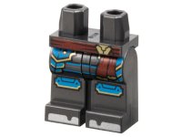 LEGO part Hips and Legs with Dark Red Sash, Dark Azure Armor Plates and Knee Pads, Silver Toes, Gold Trim Pattern 970c00pb1577