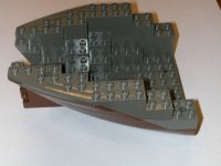 LEGO part Boat, Hull Small Stern 14 x 12 x 5 1/3 with Dark Gray Top (6052 / 6053) 6052c05