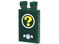 LEGO part Carreau, Modifié 2 x 3 avec 2 Pinces avec Point d'Interrogation Jaune dans Cercle Blanc et Motif Ornement Capot (Autocollant) - Set 70903 30350bpb041