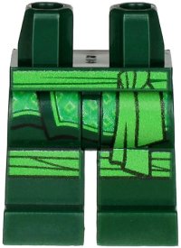 LEGO part Hips and Legs with Green Tunic Hem, Bright Green Sash and Knee Wrappings Pattern 970c00pb1107