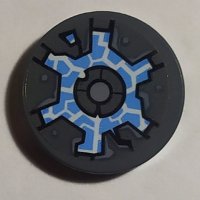 LEGO part Tile, Round 2 x 2 with Bottom Stud Holder with Hatch and Medium Blue Energy Pattern (Sticker) - Set 70352 14769pb361