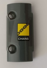 LEGO part Technic, Panel Curved 7 x 3 with 2 Pin Holes through Panel Surface with 'CHAINS' and Chain Pattern (Sticker) - Set 42082 24119pb001