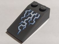 LEGO part Slope 18 4 x 2 with Medium Blue and White Electricity Pattern (Sticker) - Set 70352 30363pb043
