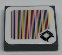 LEGO part Tile 2 x 2 with Super Mario Scanner Code Television (TV) Pattern (Sticker) - Set 71374 3068pb1390