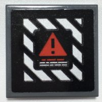 LEGO part Tile 2 x 2 with Red Warning Triangle on Black and White Danger Stripes Pattern (Sticker) - Set 70917 3068pb1678