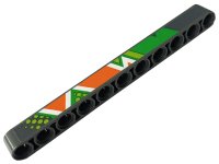 LEGO part Technic, Liftarm Thick 1 x 11 with Bright Green, Lime, Orange and White Diagonal Stripes, Triangles and Dots Pattern Model Left Side (Sticker) - Set 42129 32525pb045L