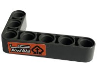 LEGO part Technic, Liftarm, Modified Bent Thick L-Shape 3 x 5 with 'UP AWAY' Pattern Model Left Side (Sticker) - Set 42129 32526pb028L