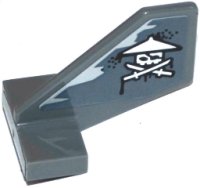 LEGO part Tail Shuttle, Small with White Ninja Skull with Crossed Swords Pattern on Both Sides (Stickers) - Set 70601 44661pb024