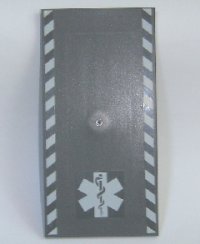 LEGO part Tile 8 x 16 with Bottom Tubes on Edges with White Safety Stripes and EMT Star of Life Pattern (Stickers) - Set 7892 48288pb06