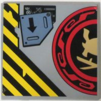 LEGO part Tile 6 x 6 con Tubi Inferiori con Motivo Stampe Elmo Samurai e Spade in Cerchio Rosso e Nero Metà Sinistra e Freccia - Set 70596 10202pb007L