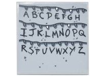 LEGO part Tile 6 x 6 with Bottom Tubes with Black Alphabet Letters and Christmas Lights Pattern (Sticker) - Set 75810 10202pb012