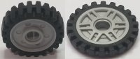 LEGO part Wheel 18mm D. x 8mm with Fake Bolts and Deep Spokes with Inner Ring with Black Tire 24mm D. x 7mm Matching Tread - Band Around Center of Tread (13971 / 61254b) 13971c02
