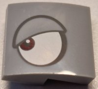 LEGO part Slope, Curved 2 x 2 x 2/3 with White Eye, Dark Red Pupil and Dark Bluish Gray Outlined Eyelid Pattern Model Left Side (Super Mario Rambi) 15068pb506L