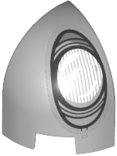 LEGO part Slope, Curved 1 x 1 x 1 1/3 Corner Round with White and Silver Headlight Pattern Model Right Side 1871pb001R