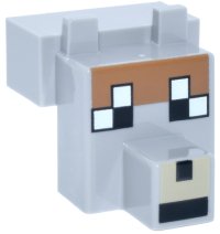 LEGO part Creature Head Pixelated with Snout with Black and White Eyes Large, Tan Muzzle, Medium Nougat Fur Pattern (Minecraft Tamed Wolf) 20308pb05