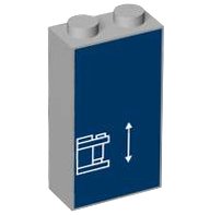 LEGO part Brick 1 x 2 x 3 with White Lines Schematic of Car Front Bumper and Arrow on Dark Blue Background Pattern 22886pb24