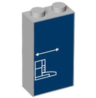 LEGO part Brick 1 x 2 x 3 with White Lines Schematic of Car Extended Front Bumper and Arrow on Dark Blue Background Pattern 22886pb25
