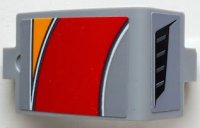 LEGO part Technic, Panel Curved 3 x 5 x 3 with Bright Light Orange, Red and White Curved Stripes and Air Vent Pattern Model Left Side (Stickers) - Set 42098 24116pb043L