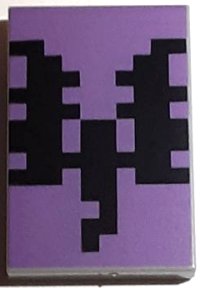 LEGO part Tile 2 x 3 with Pixelated Black Dragon on Medium Lavender Background Pattern (Minecraft End Warrior Shield) 26603pb304