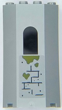 LEGO part Panel 3 x 4 x 6 with Window with Bricks, Dark Bluish Gray Mortar and Olive Green Moss Pattern 2 (Sticker) - Set 70435 30246pb07