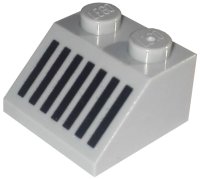 LEGO part Slope 45 2 x 2 with Black Grille with 7 Vertical Lines Pattern 3039p05
