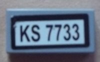 LEGO part Platte 1 x 2 mit 'KS 7733' Muster (Aufkleber) - Set 7733 3069pb0199