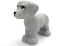 LEGO part Dog, Friends, Shaggy Fur, Ears, and Tail with Black Nose and Eyelids, White Muzzle and Eyebrows and Medium Nougat Eyes Pattern 3168pb04