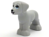LEGO part Dog, Friends, Shaggy Fur, Ears, and Tail with Black Nose, Open Mouth and Eyelids, Bright Pink Tongue, White Eyebrows and Blaze and Bright Light Blue Eyes Pattern 3168pb05