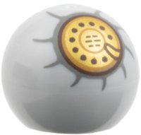LEGO part Technic Ball Joint with Gold Rotary Phone Dial, Black Dots and Dark Bluish Gray Outline Pattern (One Piece Den Den Mushi Shell) 32474pb032