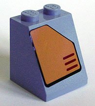 LEGO part Slope 65 2 x 2 x 2 with Bottom Tube with Orange Panel with Cut Top Right Corner Pattern (Sticker) - Set 7708 3678bpb008