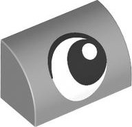 LEGO part Slope, Curved 1 x 2 with Black and White Eye Looking Right Pattern 37352pb035