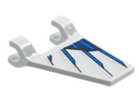 LEGO part Flag 2 x 2 Trapezoid with Blue, Dark Blue, and Silver Mechanical Wing Pattern on Both Sides 44676pb064