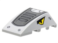 LEGO part Wedge 4 x 4 Triple Curved No Studs with Dark Bluish Gray and Silver Armor, Screws, Yellow Eyes Pattern 47753pb117