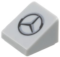 LEGO part Slope 30 1 x 1 x 2/3 with Black and Dark Silver Mercedes Logo Pattern 54200pb133