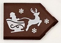 LEGO part Tile, Modified 2 x 3 Pentagonal with White Santa, Sleigh, Reindeer and Snowflakes Pattern 22385pb310