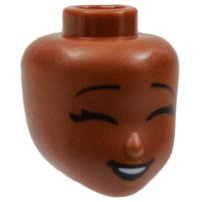LEGO part Mini Doll, Head Friends with Black Eyebrows, Closed Eyes, Bright Light Orange Lips and Open Mouth Pattern 81858