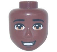 LEGO part Mini Doll, Head Friends Male Large with Black Eyebrows, Medium Nougat Eyes, Chin Dimple, Open Mouth Smile with Teeth Pattern 84076