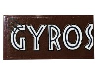 LEGO part Tile 2 x 4 with 'GYROS' and Scratches Pattern (Sticker) - Set 75929 87079pb0810
